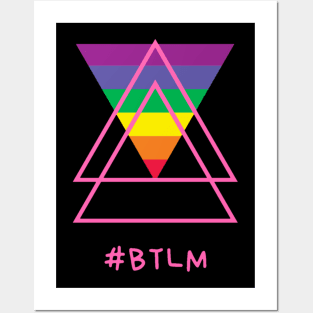 Hashtag BTLM Black Trans Lives Matter rainbow triangles Posters and Art